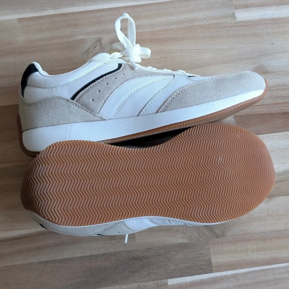Freely‎ Womens White Tan Suede Mixed Media Lace Up Athletic Shoes Size 8